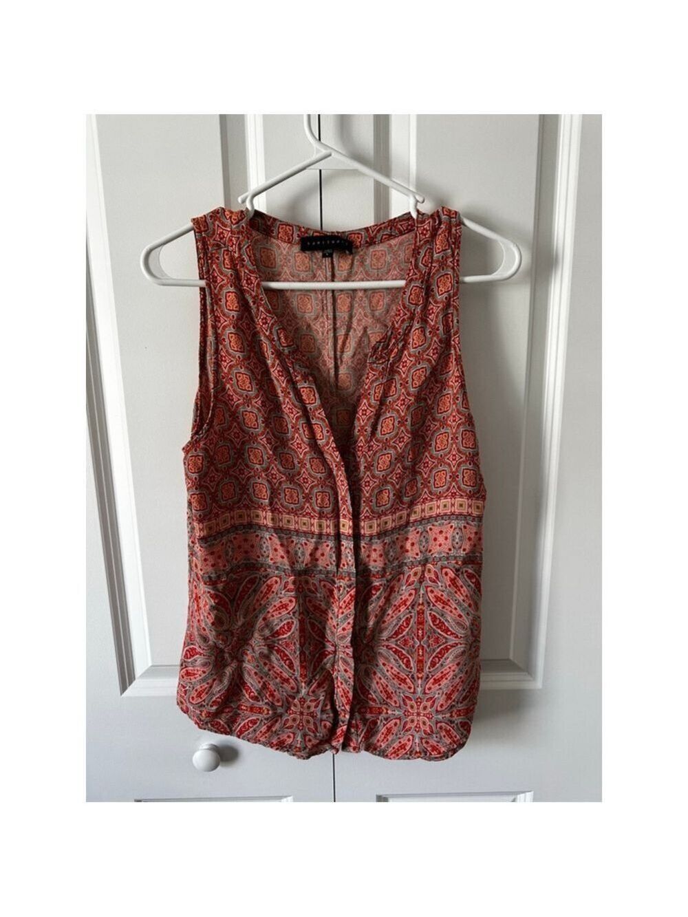Sanctuary Red, Orange, Teal Paisley Sleeveless Tank Top L